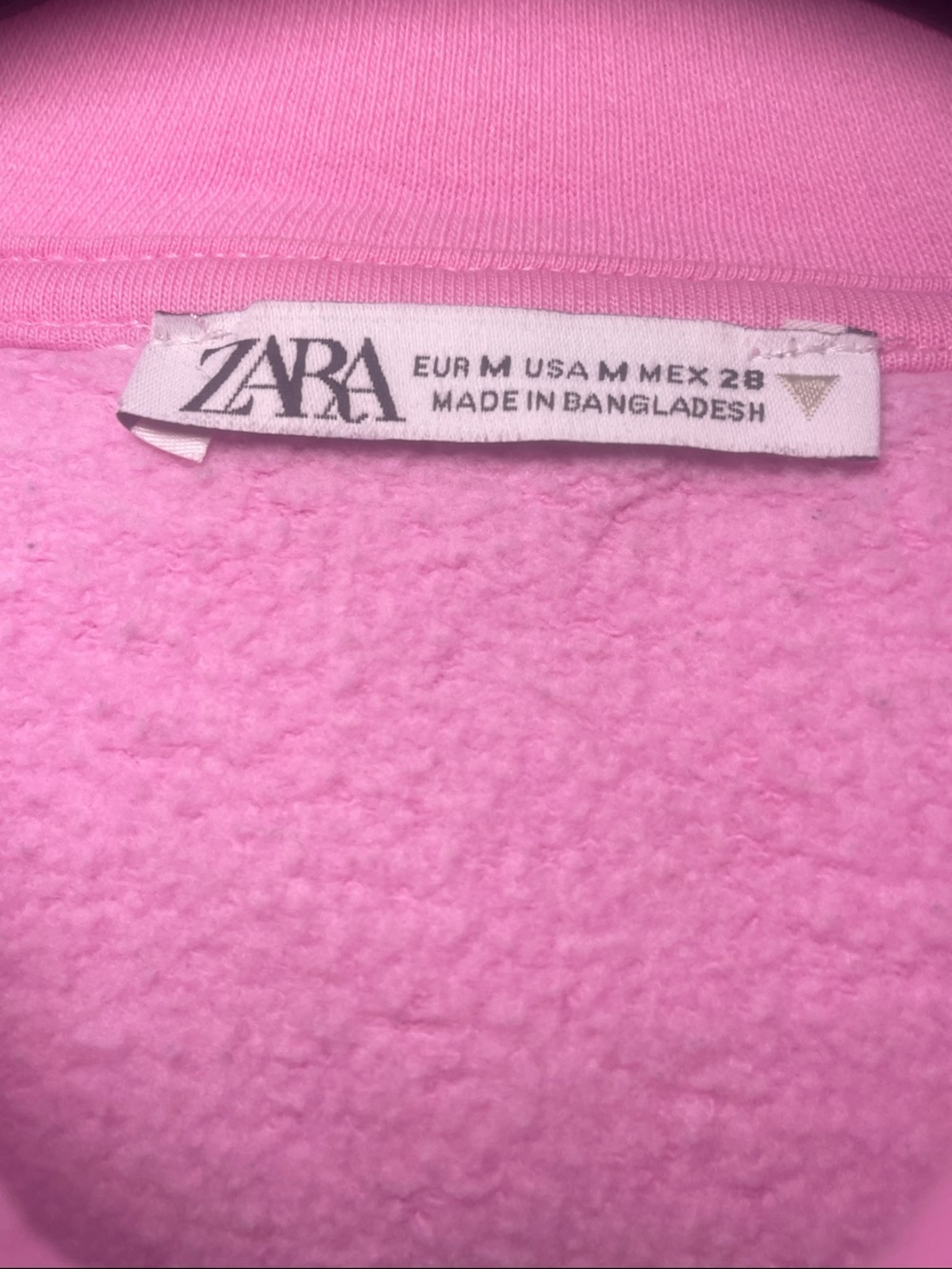 ZARA Hoodie Medium Pink Cropped Zip Sweater Colorful Bright Fitted Crop - Picture 4 of 6